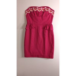 Lilly Pulitzer hot pink strapless mini dress
